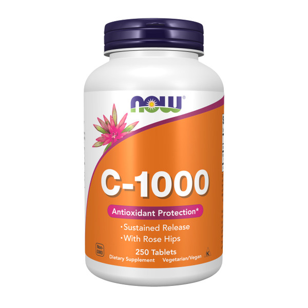 NOW Supplements, Vitamin C-1,000 w/ Rose Hips, Sustained Release, 250 Tabs