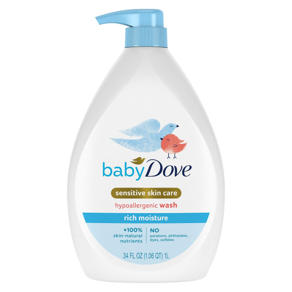Baby Dove Sensitive Skin Hydrating Body Wash, Tear-Free & 34oz