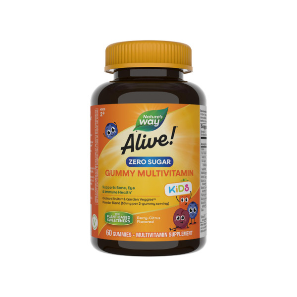 Nature's Way Alive! Kids Zero Sugar Gummy Multivitamins, Ages 2+, 60 ct