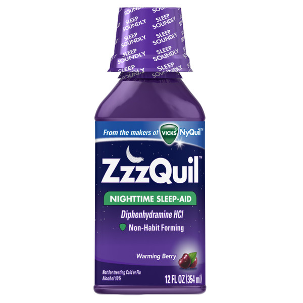 ZzzQuil Nighttime Sleep-Aid Liquid Warming Berry Flavor 12 Fl Oz