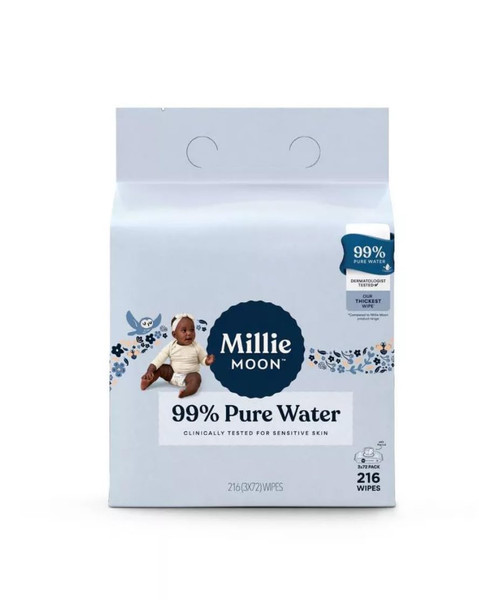 Millie~Moon 99% Pure Water Baby Wipes ~ 216ct