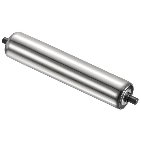PATIKIL Conveyor Roller 3.5" Diameter 14" Length, 1 Pack Stainless Steel Transmission Replacement Part Galvanized End, Silver