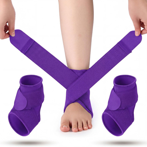 Honoson 2 Pcs Kids Ankle Brace Youth Ankle Support for Sports,Purple,S