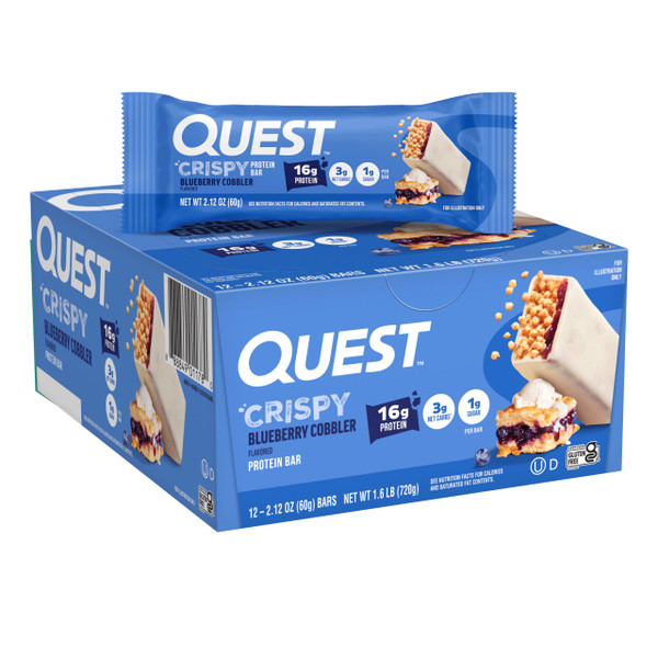 Quest Nutrition Crispy Blueberry Cobbler Protein Bar, 16g Protein, 12 Count