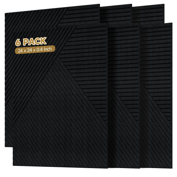 AUTORIFIC Acoustic Wall Panels,6 Pack,23.6"x23.6" Soundproof Panels,Black