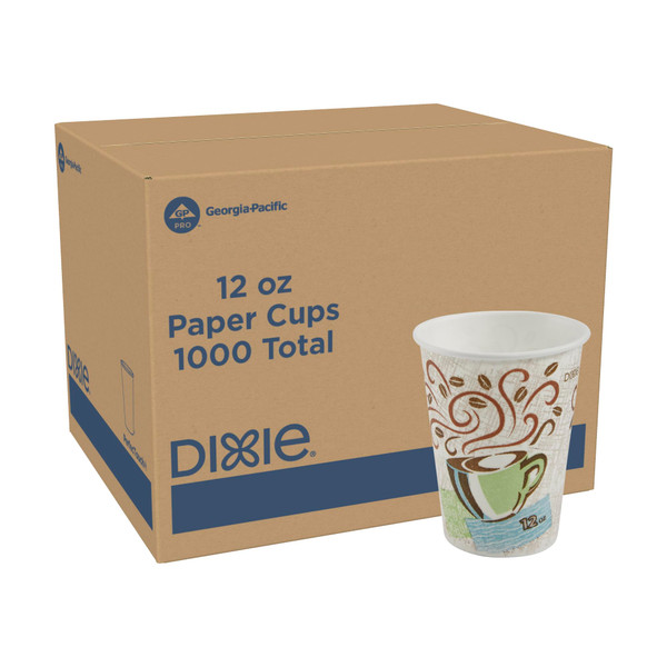 Georgia-Pacific Dixie PerfecTouch 12 oz Paper Coffee Cups By GP PRO, Coffee Haze Design, 1000 Count (50 Disposable Cups Per Pack, 20 Packs Per Case), 5342CD
