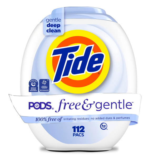 Tide PODS Free & Gentle Laundry Detergent Soap Pacs, 112 Count, Tide PODS Laundry Detergent, Laundry Detergent Pacs, Laundry PODS Detergent