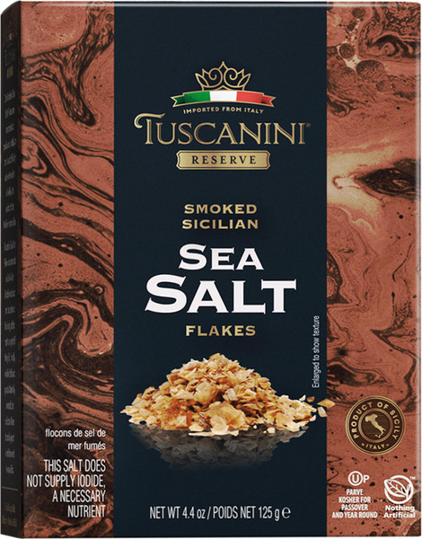 Tuscanini Italian Smoked Sea Salt Flakes, 4.4oz | Flaky Sea Salt for Baking & Cooking | Finishing Salt | Kosher Gourmet Salt