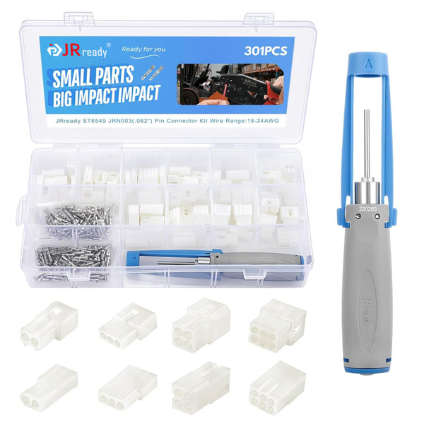 JRready ST6549 .062" Pins Connector Kit 2 3 4 6 Circuits Connector Power Housings with Pin Removal Tool 18-24AWG Electrical Crimps Terminal 02062103/02061103 Standard Molex 3.68mm Pitch Connectors