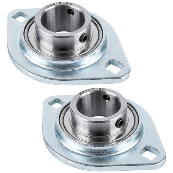 2 Pack SBPFL206-20 Pillow Block Bearings 1-1/4" Bore Bearing Units Steel Flange Mounted Bearing Housing (SBPFL206)