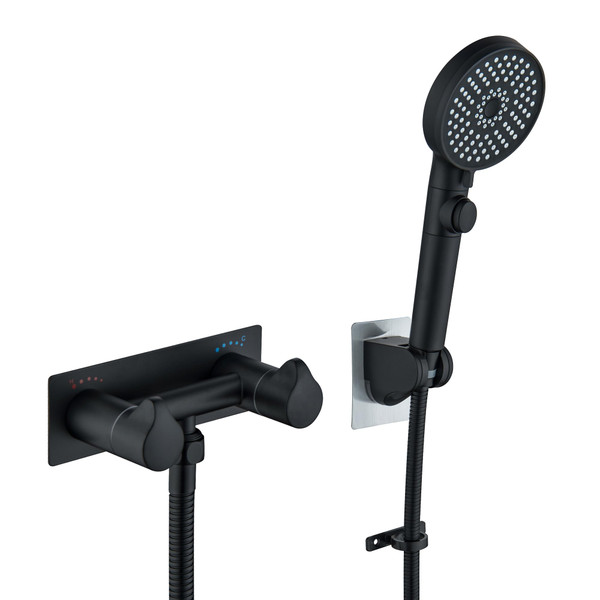 Beiyi RV Shower Faucet, Matte Black Metal Camper Shower Faucet with Hose and Shower 4" RV Outside for Travel Trailer, Camper, Motorhome
