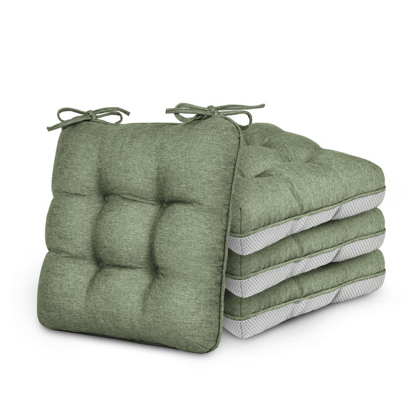 Love's cabin Memory Foam Chair Cushions Set of 4, 19 Inch, Green