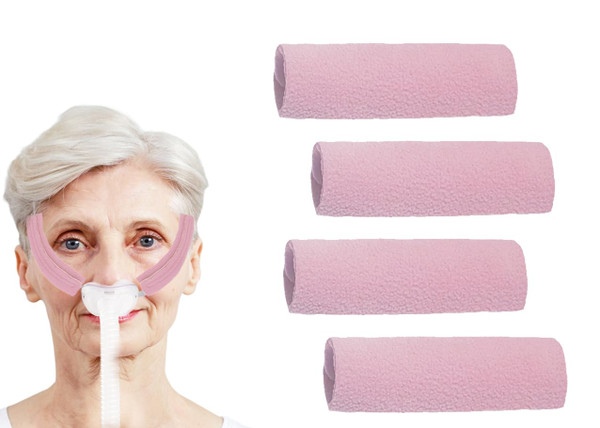 4 Pack CPAP Strap Covers，CPAP Mask Strap Cover, Face Cushion Cover, CPAP Headgear Strap Covers CPAP face Pads, Comfortable CPAP Supplies (Pink)