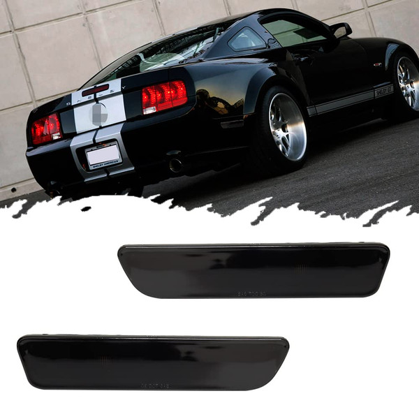 JDMTECH For 2005 2006 2007 2008 2009 Ford Mustang Rear side marker light housings Smoked lens