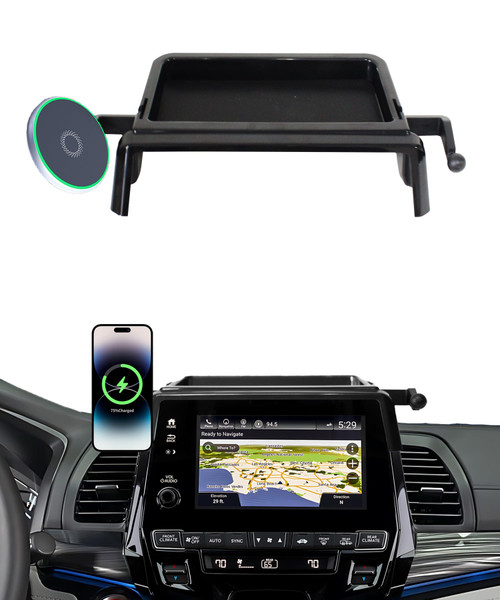 AbeeyGeomarn Car Phone Holder for Honda Odyssey 2018-2024 Accessories 15W Fast Wireless Charger Screen Fixed Clip Cell Phone Mount Hands-Free 360 Degree Rotation