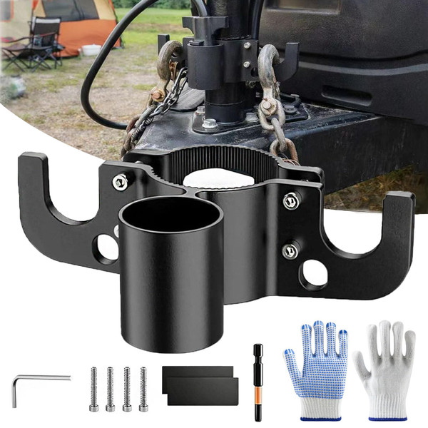 Aluminum Trailer Chain Holder with 7-Way Plug Holder for 2", 2-1/4"