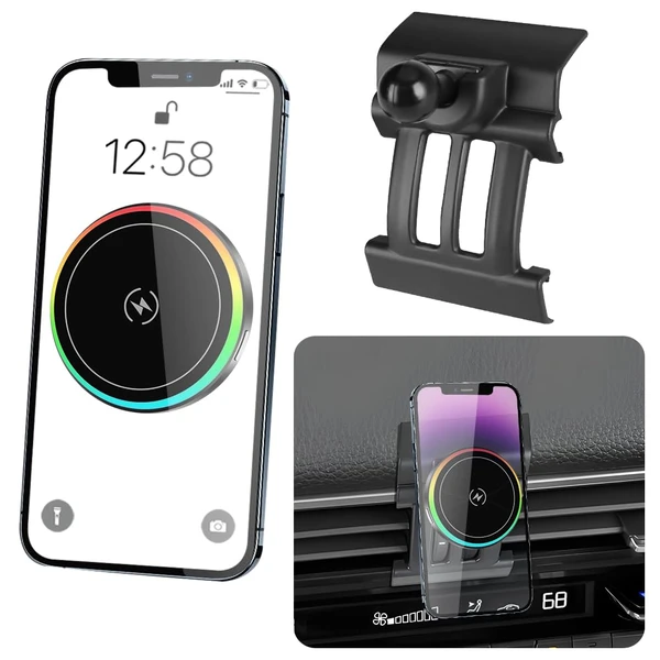 LUNQIN Car Magnetic Phone Mount for Mazda CX-90 CX90 2024 2025 2026 and Mazda CX-70 CX70 2025 2026 Auto Accessories Best Cellphone Holder Fast 15W Wireless Charger Cell Phones Charging Screen Stand