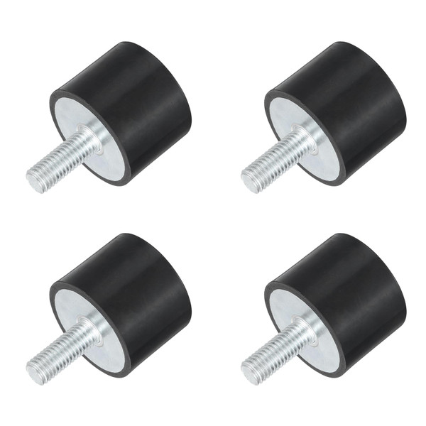 uxcell M10 Thread Rubber Mounts, Vibration Isolators, Cylindrical Shock Absorber with Studs 40 x 30mm 4pcs