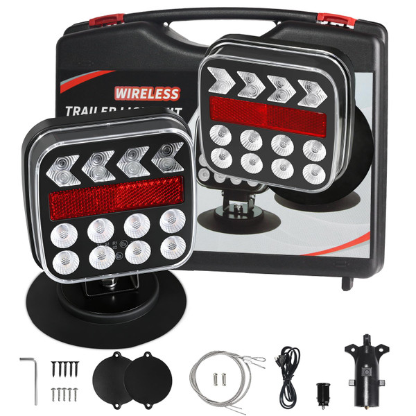 BeltandRoad USB-C Wireless Trailer Lights,Adjustable Magnetic LED Trailer Lights with Reflectors, Rechargeable Tow Tail Light Kit for Trucks, Boats, RVs, Campers, IP67 Waterproof
