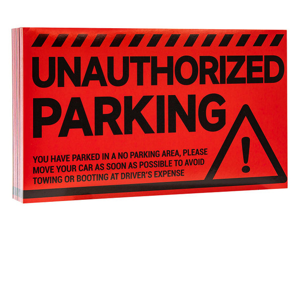 CDXHOME 100pcs Parking Violation Stickers - 5" x 8" Hard-to-Remove Towing Warning Labels for Private Parking Lot - Strong Adhesive Unauthorized Parking Decals for Illegal Vehicle Windows (Red)