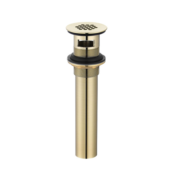 Delle Rosa Brushed Gold Bathroom Sink Drain Strainer,Grid Drain Strainer Assembly with Overflow for Bathroom Sink, Vessel Sink Drain Made of Brass