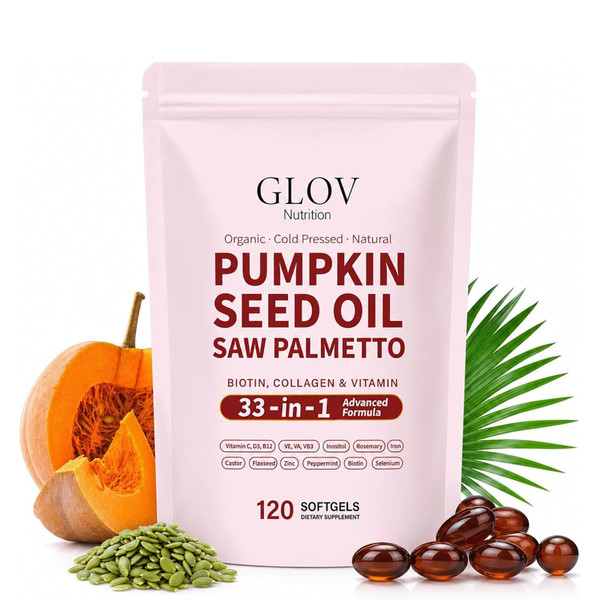 Glov Organic Glov Pumpkin Seed Oil Softgels,for Healthy Hair & Scalp-120