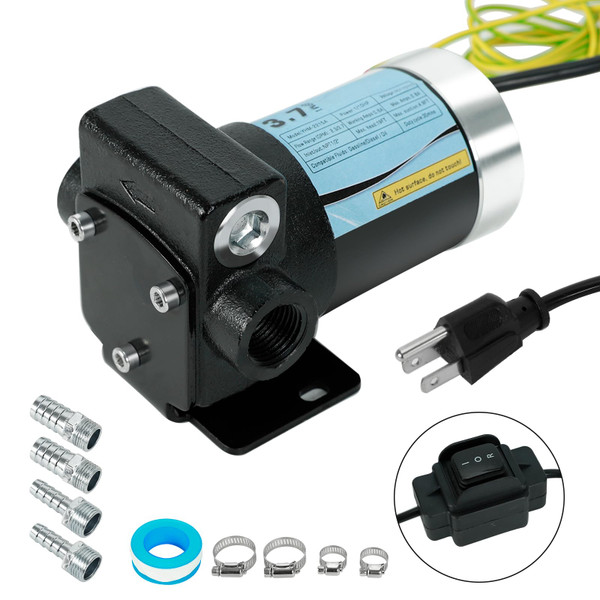 LAPPPLSP 110V Gasoline Oil Fuel Transfer Pump with Connection Cables