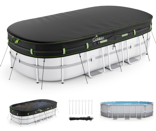 UIRWAY 12x24 FT Winter Oval Pool Cover with Reflective Strips