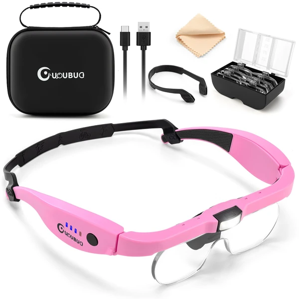 GUOUBUO Magnifying Glasses with Light 1.5X-5.0X Magnification Acrylic Lens