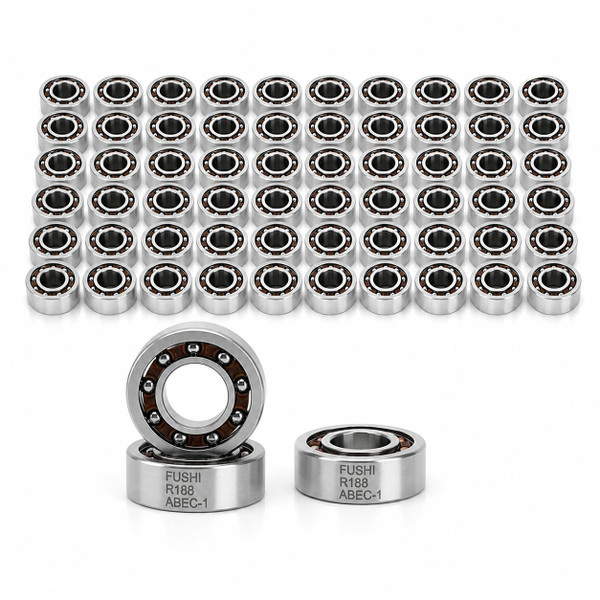 R188 Open Deep Groove Ball Bearing, 1/4" mmx1/2 mmx3/16 mm Fidget Spinner Bearing with Nylon Caged (50PCS) (50)