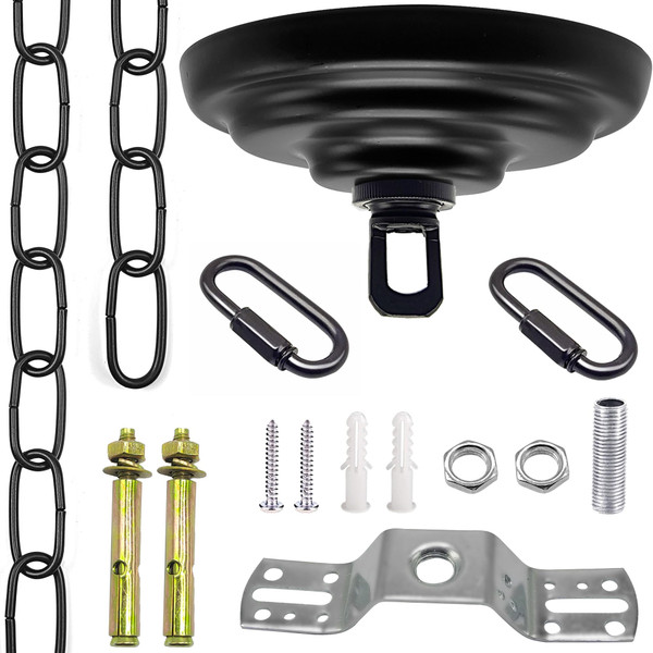 ECUDIS Vintage Black Light Fixture Canopy Kit and 6 Feet Chandelier Chain