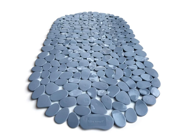 “Pebbles” Non-Slip Bathtub & Shower Mat 27”x14” Oval - Non-Toxic - Safe, Clean, Machine-Washable, Superior Grip & Drainage, Vinyl, for Smooth Floors ONLY, Opaque Gray