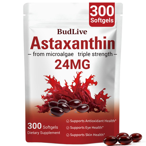 BudLive Astaxanthin 24mg with MCT Oil - Max Strength Astaxanthin Supplement