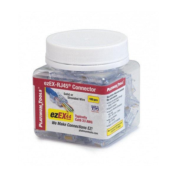 Platinum Tools 202044J ezEX44 Connector for Ethernet Cable Termination, 100 per Jar