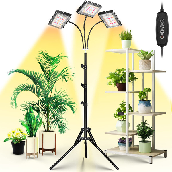 LBW Grow Light with Stand, Tri-Head LED Grow Lights for Indoor Plants