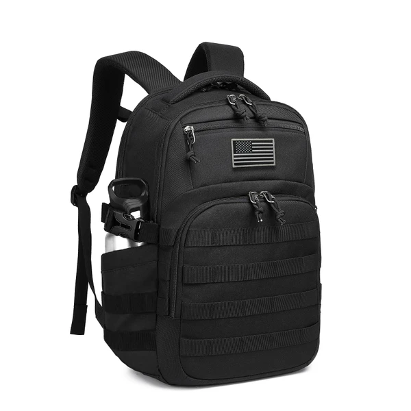 Wotony Military tactical backpack, backpack for men black small tactical assault bag (Black, 18.5 inch)