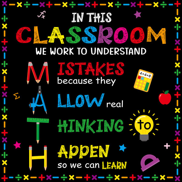 Math Bulletin Board Decorations Growth Mindset Math Back to School Classroom Decor with Colorful Cutout Letters Inspirational Educational Bulletin Board for Elementary Middle School Teachers Supplies