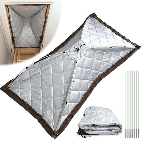 Unique Attic Door Insulation Cover, Foldable Energy Saving Attic Ladder Stairway Insulation Cover, Attic Tent Insulation Cover for Pull Down Stairs 56" X 28" X 13"
