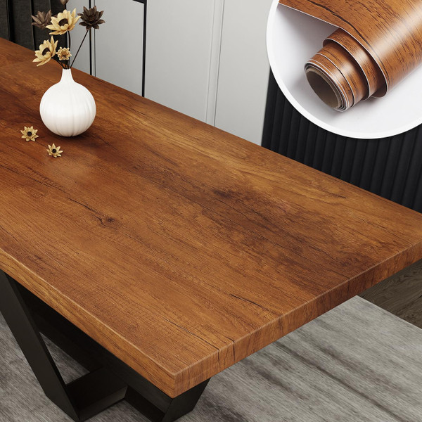 YENHOME 24"x200" Faux Wood Contact Paper Wood Grain Contact Paper Peel and Stick Walnut Contact Paper for Cabinets Countertop Cover Wood Peel and Stick Wallpaper Wood Vinyl Wrap for Kitchen Furniture