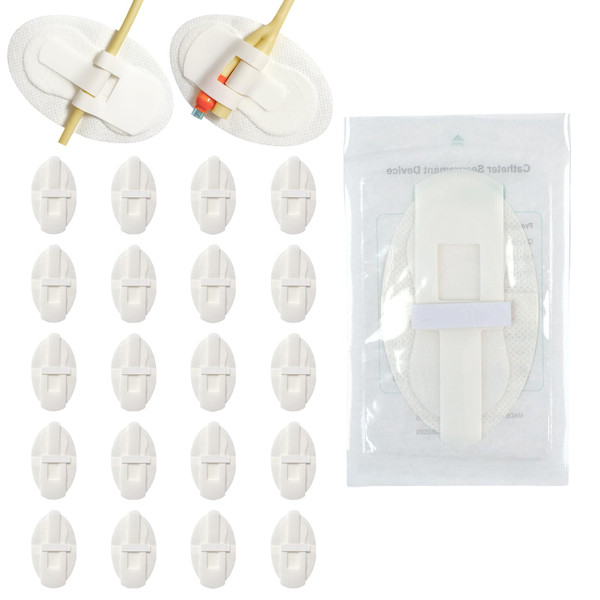 20 pcs Foley Catheter Stabilization Devices,Sterile Individually Packaged,Self-High Adhesive Catheter Supplies for Single/DoubleTube Holder,Catheter Holder