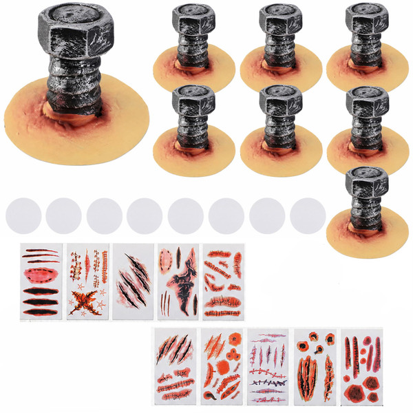 8 Set Halloween Monster Screw Bolts Props, Scary Monster Outfit Accessories