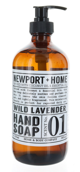 Newport + Home Hand Soap, Wild Lavender 16 oz, Infused w/Coconut Oil & Essential Oil by Home and Body Co