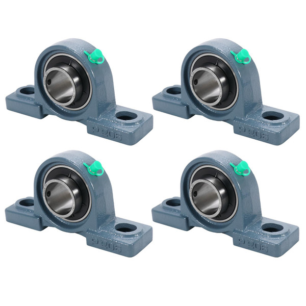 HECHENQICHE 4 Pack UCP206-20 Pillow Block Bearing - Pack of 4 Mounted Pillow Block Bearings - 1 1/4" Mounted Pillow Block Chrome Steel Bearings Solid Cast Iron Base - Self Alignment