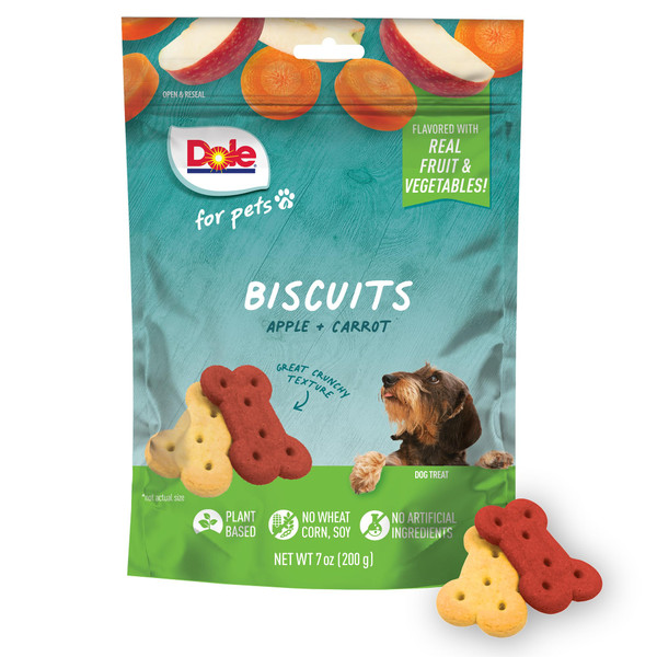 Dole for Pets Dog Training Biscuits, Apple Carrot Mix, 7 Oz Bag