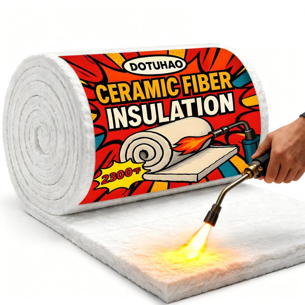 DOTUHAO Ceramic Fiber Insulation, 24"x8"x1"Thick Fireproof Insulation Blanket, 2300F High Temperature Insulations for Wood Stove Baffle, Fireplaces, Kilns, Forges, Pizza Ovens(24"x8"x1")