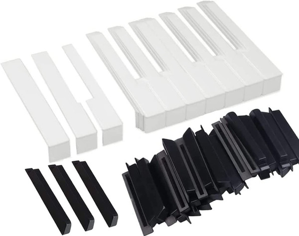 Jiayouy 88 Key Piano Keytops Plastic Piano Key Tops Replacement Black + White Complete Set