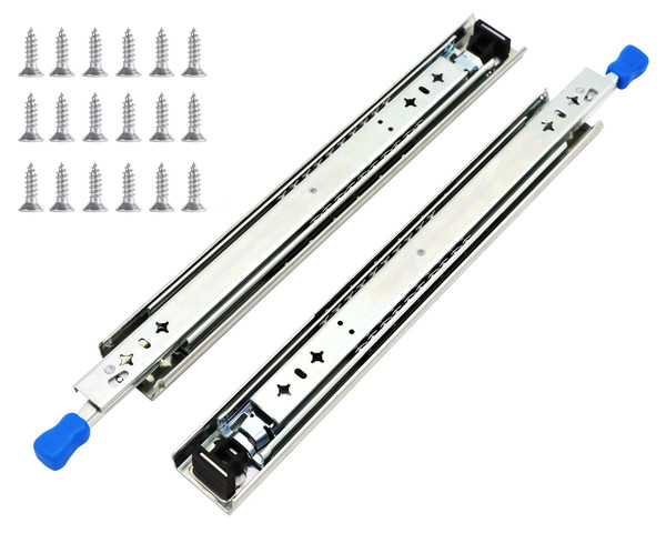 KCOLVSION 1 Pair 40 Inch 260 Lb Capacity Heavy Duty Locking Drawer Slides with Screws,Side Mount Full Extension 3 Fold Ball Bearing Stainless Steel Drawer Rails,Hardware Drawer Runners Tracks