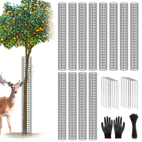 UQM 48 Inch Tree Trunk Protector, 12 Pcs Metal Tree Guards Trunk Protector