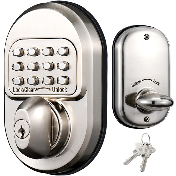 Mechanical Keyless Deadbolt Keypad Entry Door Lock, Grade 1 Rekeyable