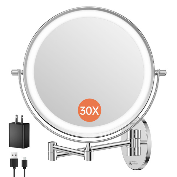 FUNTOUCH 5000mAh Rechargeable Wall Mounted Lighted Makeup Mirror
